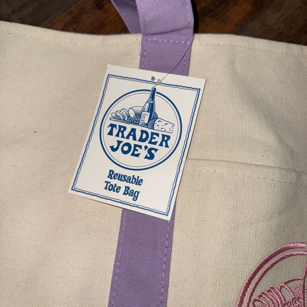 Lavender Trim Canvas Tote Bag large - Picture 5 of 5